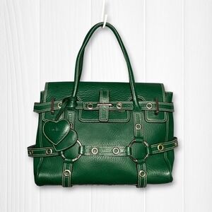 Luella Leather Bartley Giselle Grommet Satchel‎ Hand Bag Green